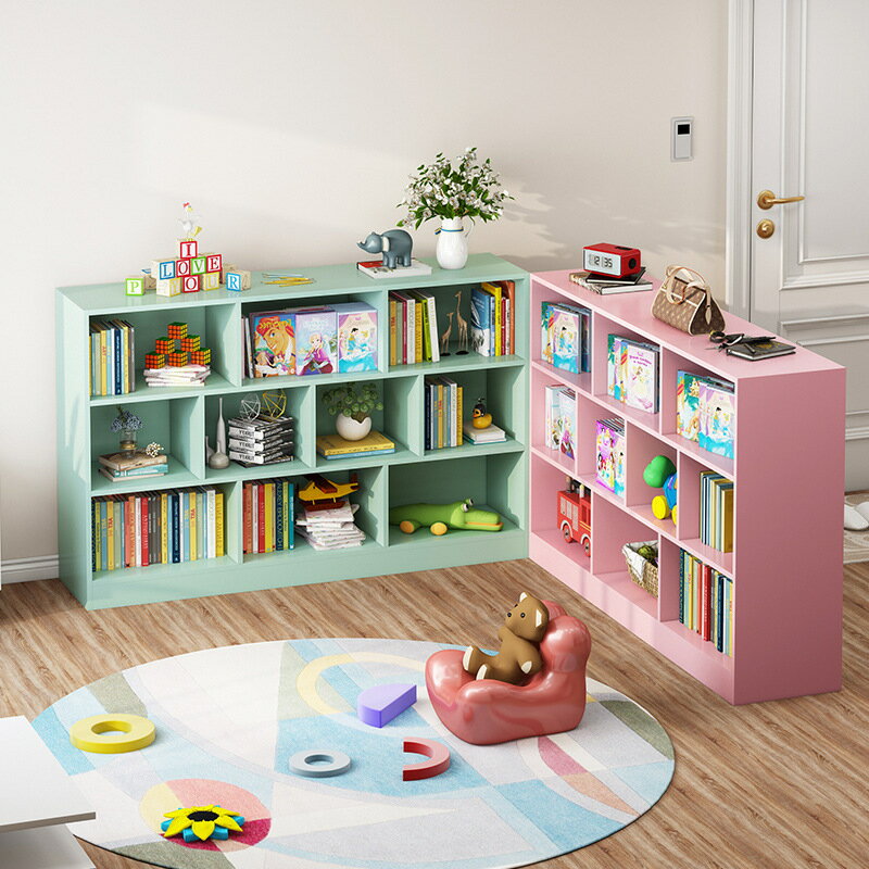 書架 書櫃 書桌 簡易書架落地省空間櫃子兒童置物架收納櫃一體客廳家用多層矮書櫃