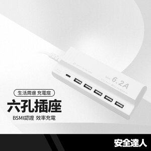 【超取免運】安全達人 六孔插座 5Type-A+Type-C 6.2A充電器 智慧分流保護 充電座 延長線 UB-06U 長1.5M