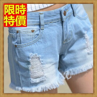 牛仔短褲 丹寧短褲-時尚百搭毛邊破洞女休閒褲子2色69h5【獨家進口】【米蘭精品】