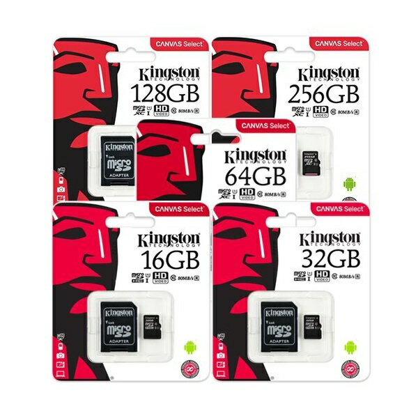金士頓 Canvas Select MicroSD UHS-I Class10 80MB/s 記憶卡(含轉卡)-富廉網