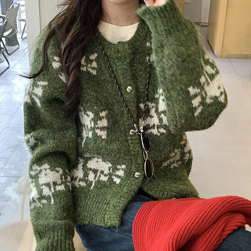 【巴黎精品】現貨+預購 法式針織外套寬鬆上衣針織衫毛衣大碼百搭休閒女裝-慵懶雪花保暖女外套2色a1lg39