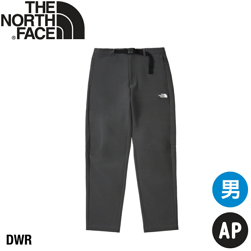 【The North Face 男 防潑水防風刷毛彈性軟殼長褲 AP《煤灰》】8DXC/登山/健行/防潑水/休閒