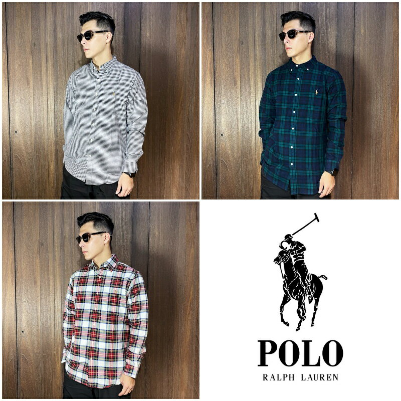 美國百分百【全新真品】Ralph Lauren 長袖襯衫 RL 上衣 小馬 POLO 格紋 襯衫 黑色/綠色/紅色 CN70