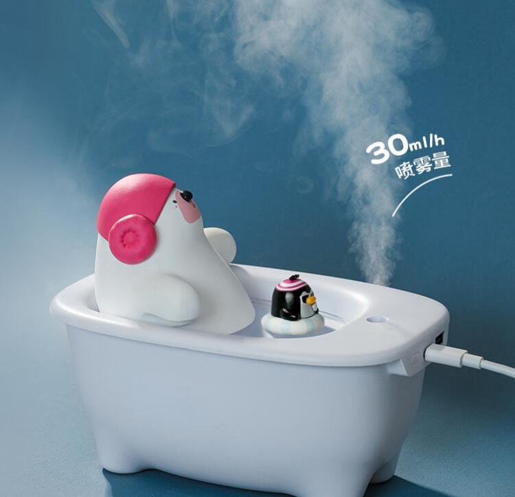 極地物種浴缸加濕器高顏值小型空氣加濕器usb靜音臥室大容量【摩可美家】