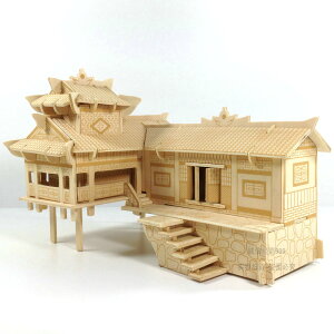 木制房子木質仿真立體益智手工模型玩具屋拼圖木頭3D拼裝建筑diy
