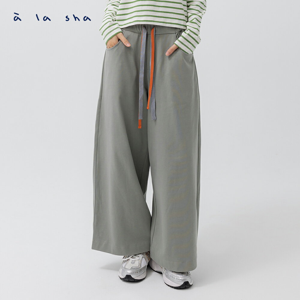 a la sha 織片八分棉褲