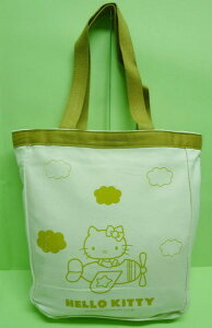 【震撼精品百貨】Hello Kitty 凱蒂貓 手提袋肩背包 土黃米飛機 震撼日式精品百貨