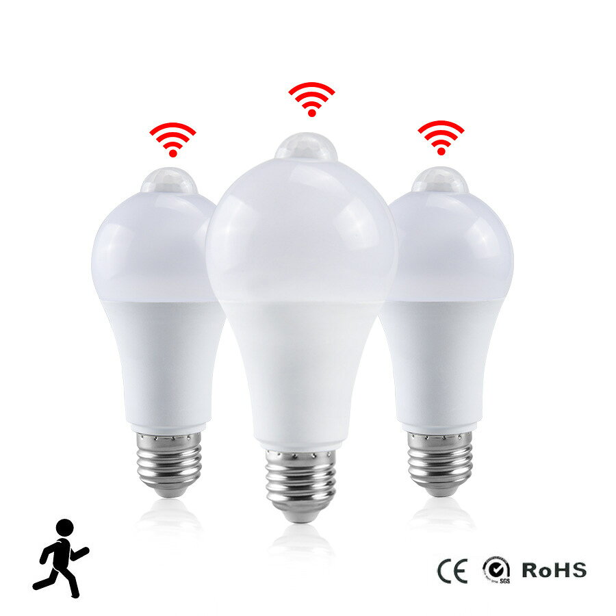 人體感應燈泡LED感應燈泡E27紅外PIR LED燈泡12W15W18W20W球泡燈
