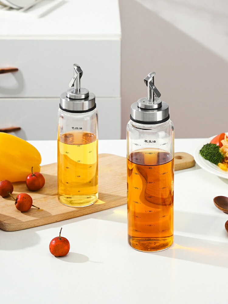 廚房家用玻璃油壺自動開合防漏裝醬油醋調料瓶裝油瓶大容量不掛油