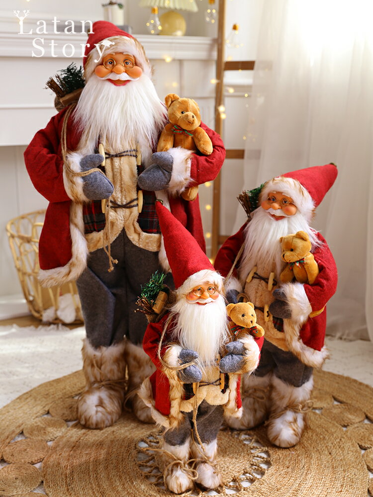 聖誕裝飾 圣誕節裝飾品圣誕老人公仔玩具玩偶節日裝飾場景布置圣誕樹擺件 聖誕節禮物