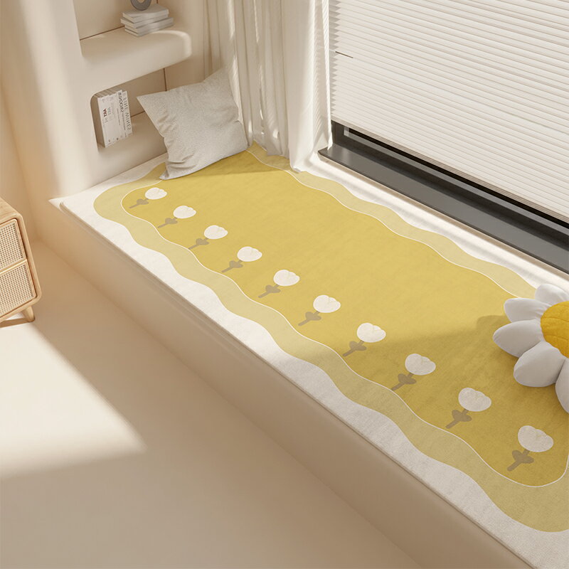 陽台坐墊 飄窗墊 窗台墊 奶油風飄窗墊窗台墊四季通用主臥小陽台墊子2023新款毛絨飄窗坐墊『ZW5492』