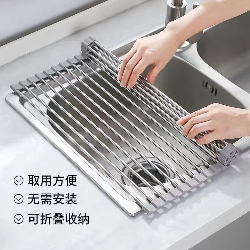 廚房瀝水架 精品不銹鋼瀝水簾水槽多功能瀝水架洗菜碗碟瀝水籃廚房水池置物架