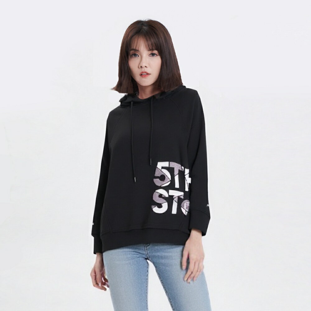 女裝 短版剪接連帽上衣-黑色 (560819) 【5th STREET】【APP下單享4%回饋】治裝激推 ★潮酷上衣 聖誕禮物券 最高折700