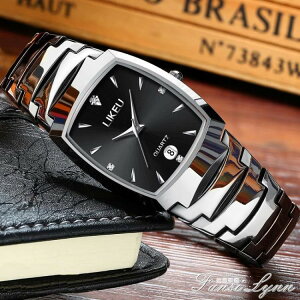 鎢鋼色手錶男防水石英方形商務男士手錶學生韓版時尚非機械錶男錶 全館免運