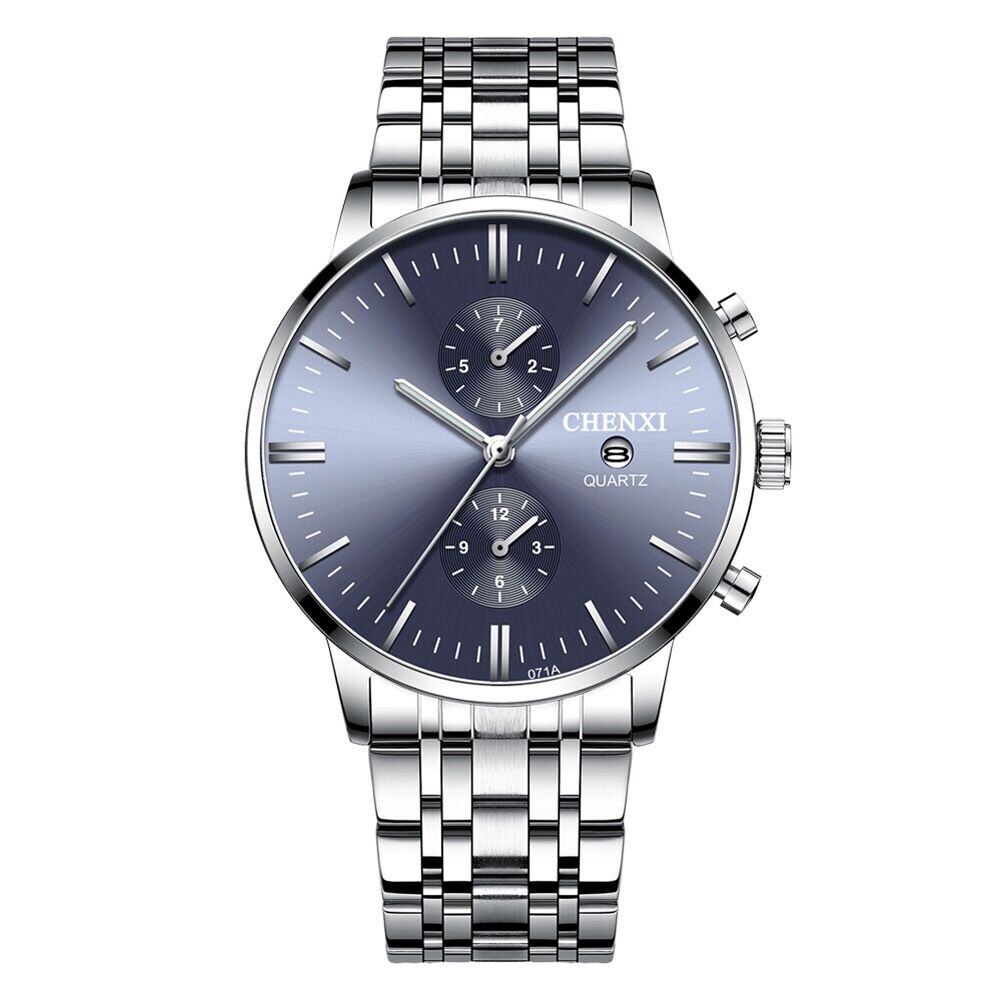 鋼帶手錶男 男士鋼帶手錶商務腕表超薄防水大錶盤潮流時尚個性夜光日曆石英表『XY2846』