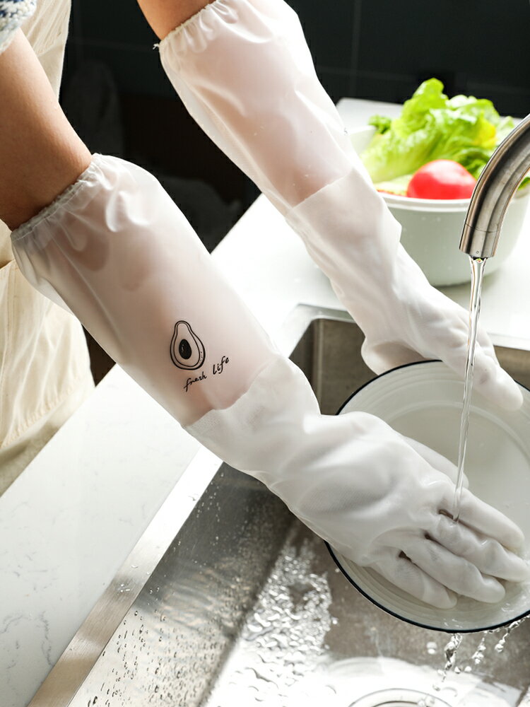 橡膠手套家用廚房防水洗碗手套女耐用型洗衣手套加絨防水冬季