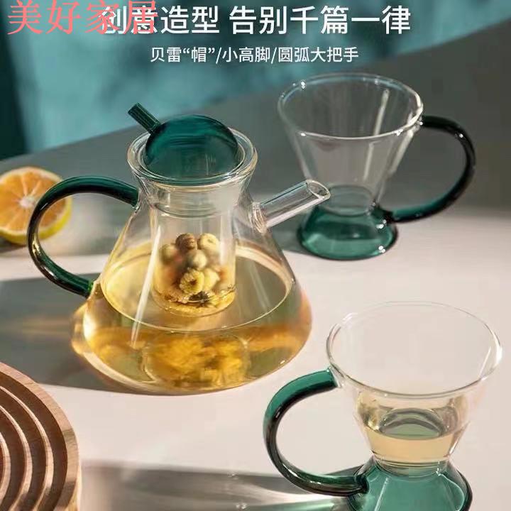 免運 茶壺 茶具 玻璃壺 開水壺 個性玻璃泡茶壺花茶壺咖啡壺日式加厚耐高溫玻璃茶具套裝