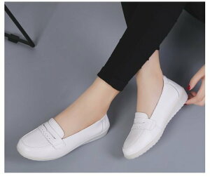FINDSENSE品牌 四季款 新款 日本 女 高品質 簡約 真皮 小白鞋 百搭 舒適 護士鞋 休閒鞋 潮流鞋子