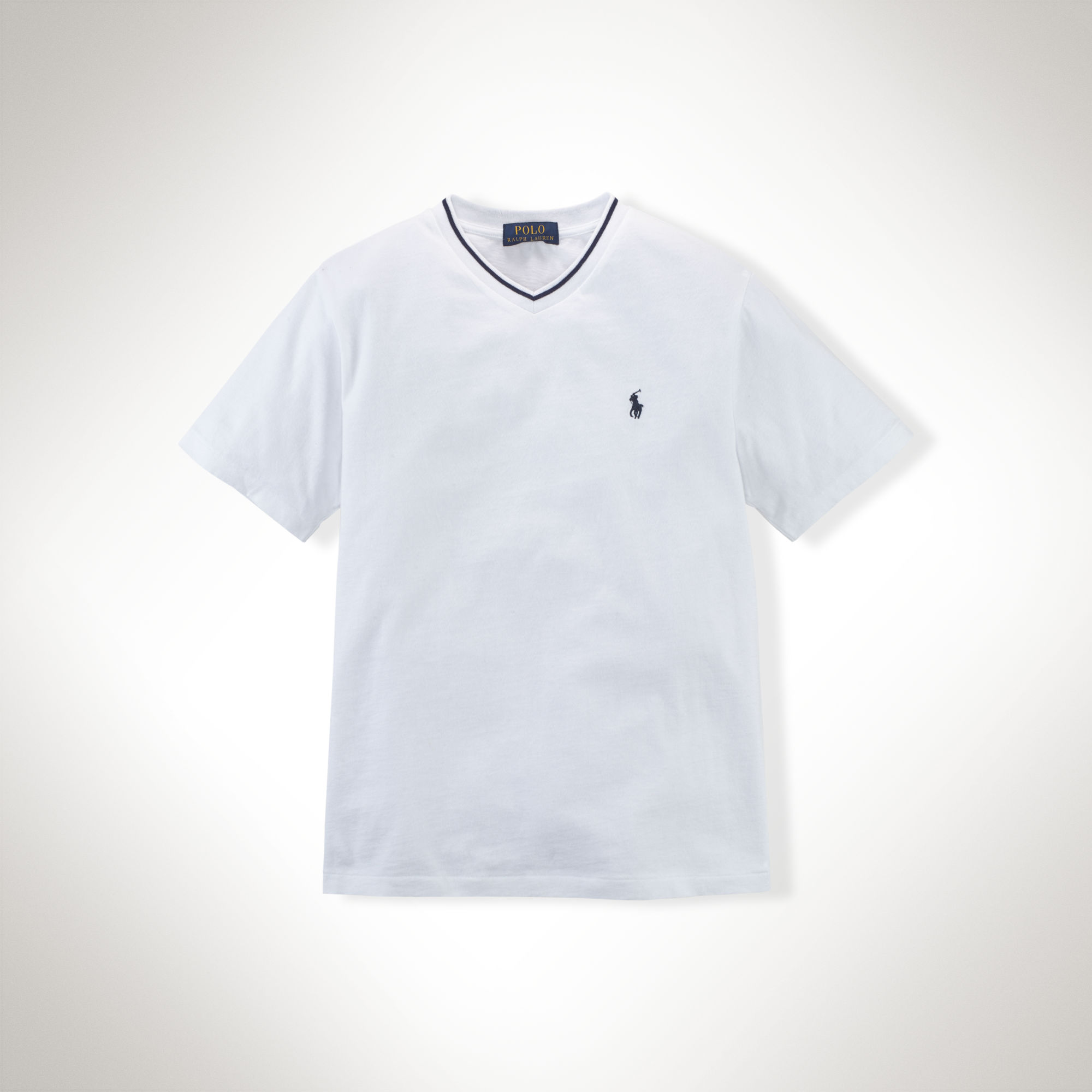 美國百分百【Ralph Lauren】T恤 男 RL 短袖 上衣 T-shirt Polo 小馬 V領 白色 XS S號 F231