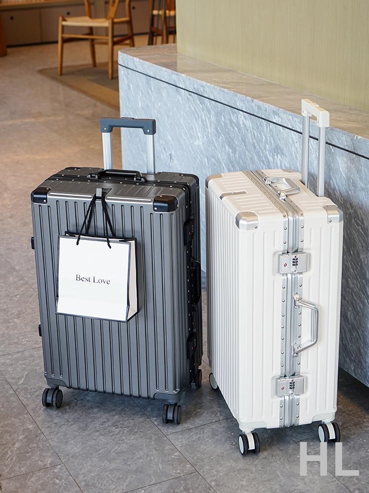 HL 行李箱女多功能拉桿箱鋁框靜音萬向輪20寸旅行箱男大容量密碼皮箱