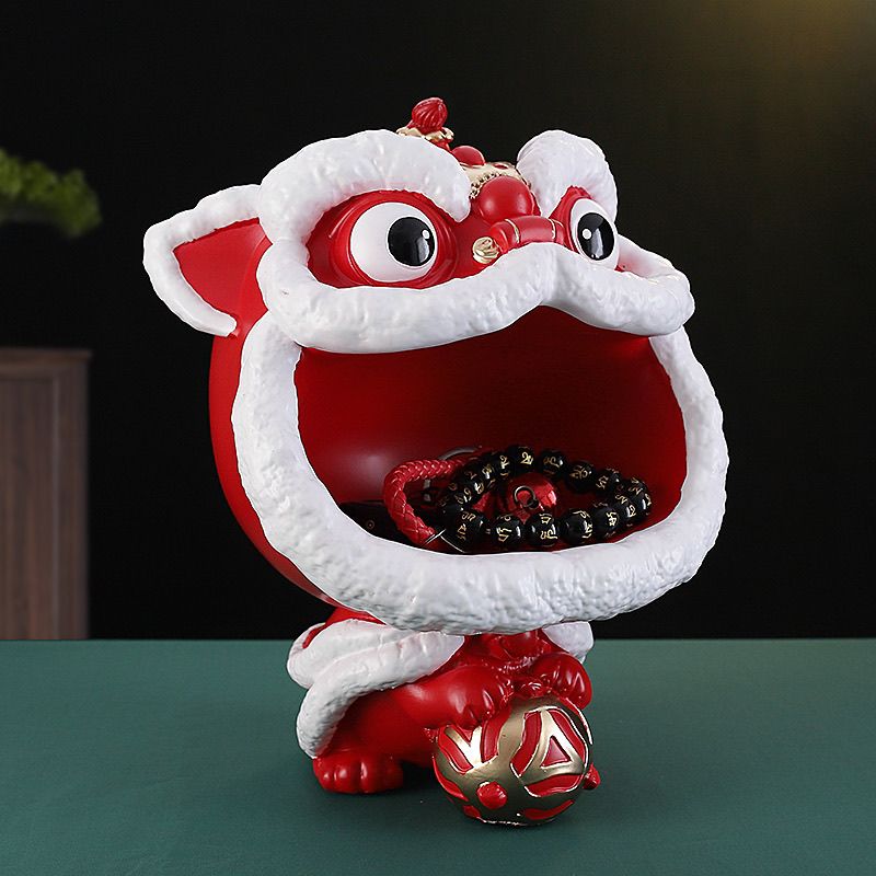 臺灣公司 限時下殺 禮品 擺件 居家擺飾 紙巾盒國潮收納醒獅鑰匙家居擺件客廳玄關裝飾品招財開業喬遷禮物