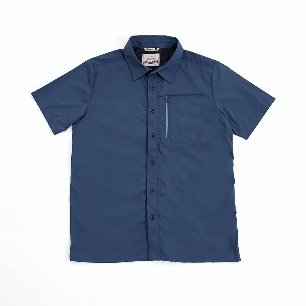 ADISI 男UPF50+透氣快乾短袖襯衫 AL2411019 (M-3XL)｜抗UV 彈性 吸濕 速乾 輕薄 休閒上衣 1