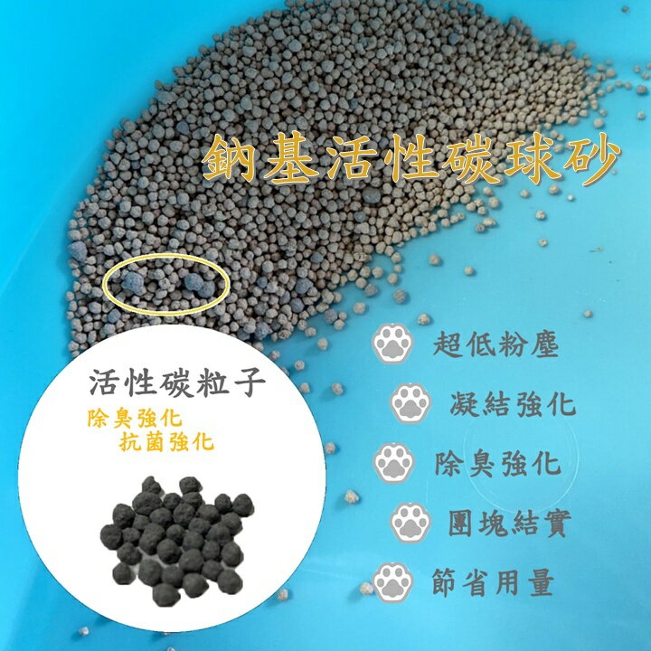 【好夥伴】鈉基活性碳貓砂 小球砂 5L(4KG) 10L(7KG) 貓砂 礦砂 膨潤土凝結/抗菌/除臭強 粉塵少 用量省 1