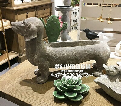 做舊樹脂狗造型花器擺件北歐家居店鋪櫥窗裝飾擺件1入