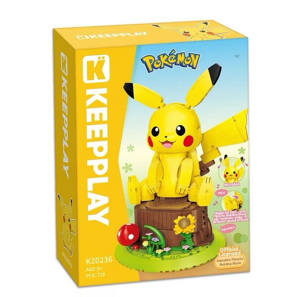 【震撼精品百貨】神奇寶貝 Pokemon~精靈寶可夢 Qman啟蒙積木 皮卡丘坐姿 大型收藏款*32160