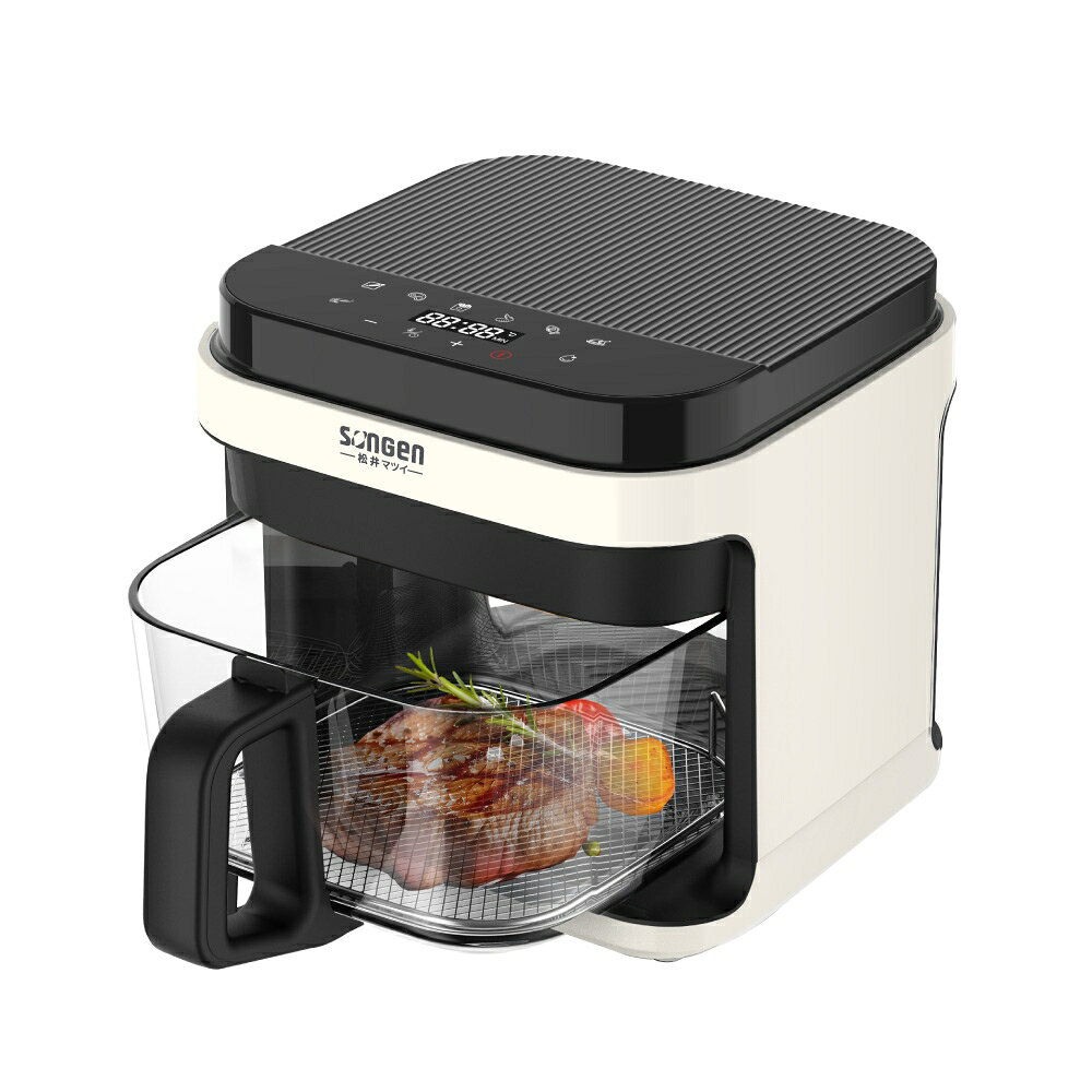 日本 SONGEN 松井 SG-421GAF  5.5L 晶鑽玻璃氣炸鍋  3D熱旋/烘烤爐/氣炸烤箱
