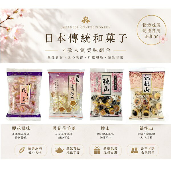 【江戶物語】 小原製菓 櫻花季 小糕點 桃山饅頭/櫻時雨糕餅/雪見花羊羹 最中餅 和菓子 半生菓子 日式點心 日本進口