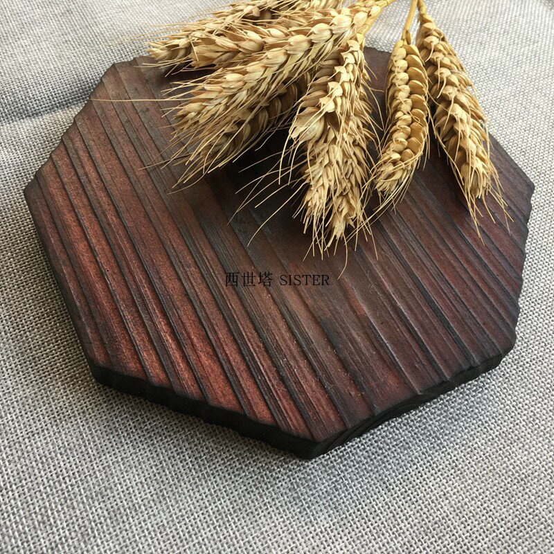簡約環保創意隔熱墊紅松木材質菱形圓形餐桌墊防燙復古實木杯墊