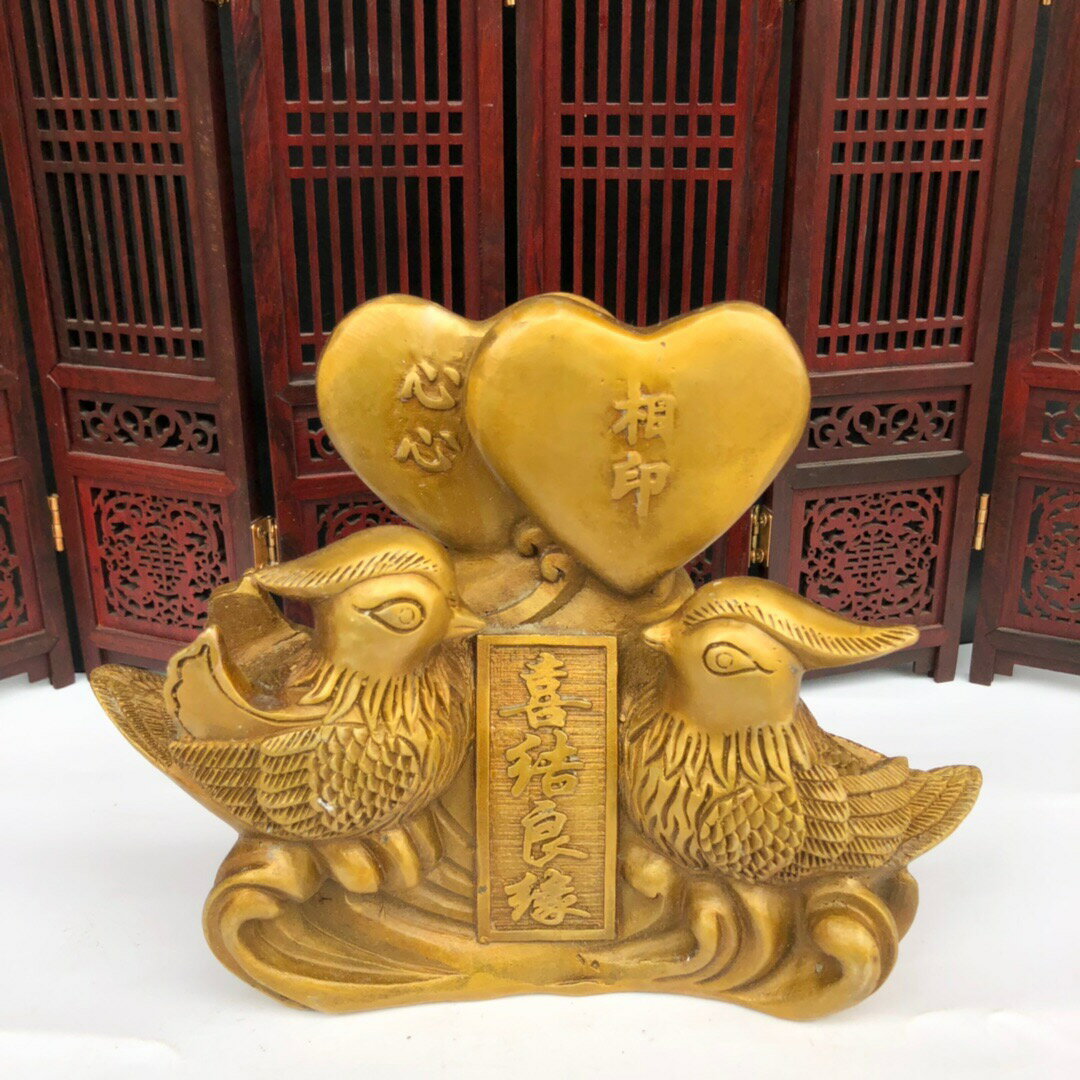 開光純銅鴛鴦擺件一對純銅鴛鴦戲水工藝品風水助姻緣婚姻臥室裝飾