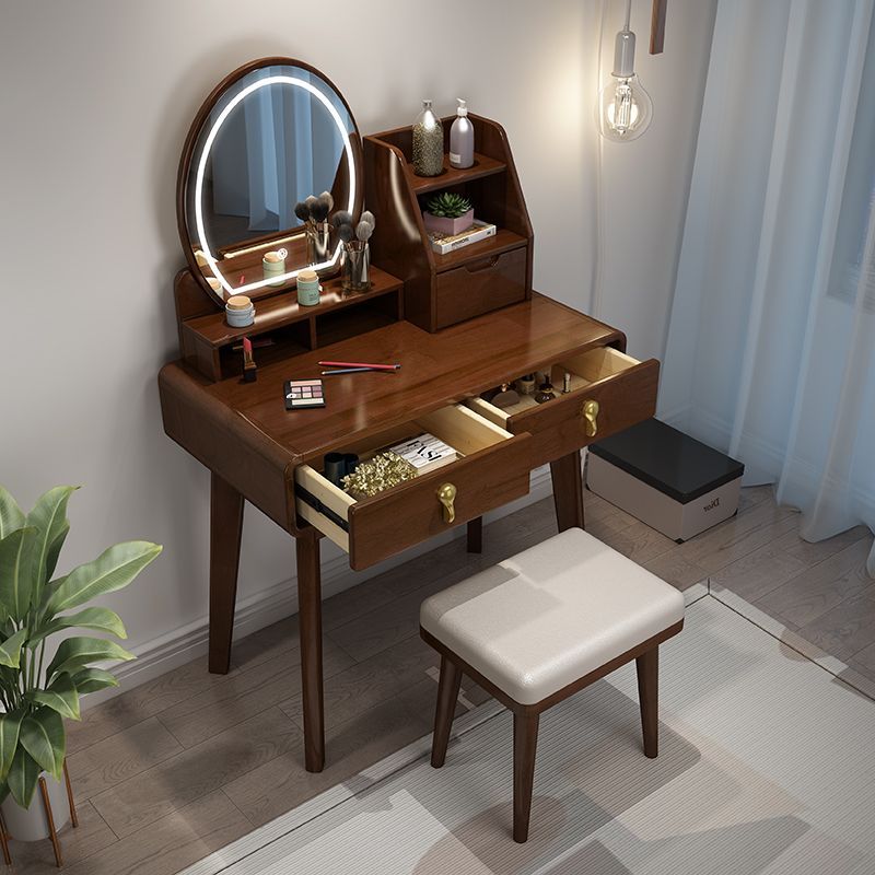 免運 化妝桌 實木梳妝臺 小戶型化妝桌  實木小戶型梳妝臺臥室現代簡約化妝桌新款網紅帶收納柜一體梳妝桌 可開發票 全館八折 工廠現貨直銷 新品特價 y9052