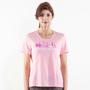 【POLAR BEAR】女吸濕排汗網眼印花T恤-粉紅-23T05