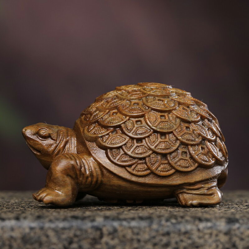 綠檀烏龜手把件實木雕刻金錢龜擺件檀香木文玩把件工藝小擺件禮品