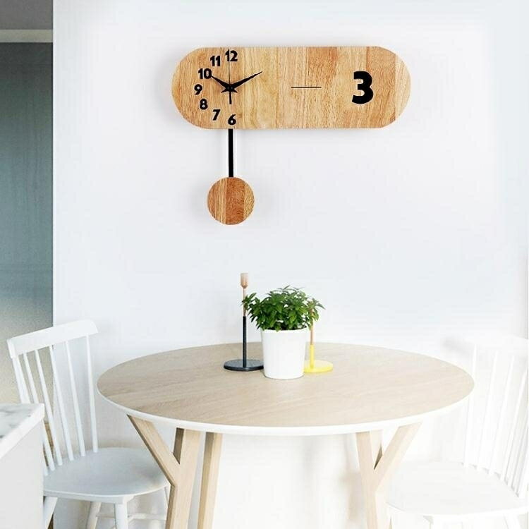 掛鐘 掛鐘客廳現代簡約大氣掛錶北歐個性創意時尚餐廳家用時鐘實木鐘錶