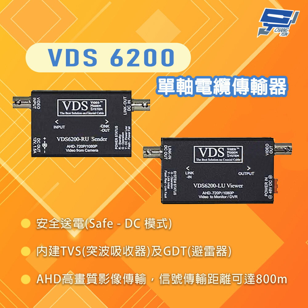 昌運監視器 VDS6200 AHD監控攝影機單軸電纜傳輸器 內建TVS GDT (請來電洽詢)