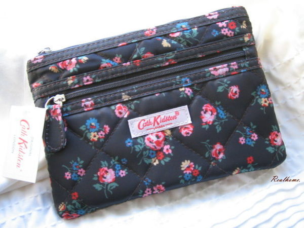 *Realhome* 英國 Cath Kidston 雙層拉鍊收納包 *秋冬深藍小花款 方便好用!!