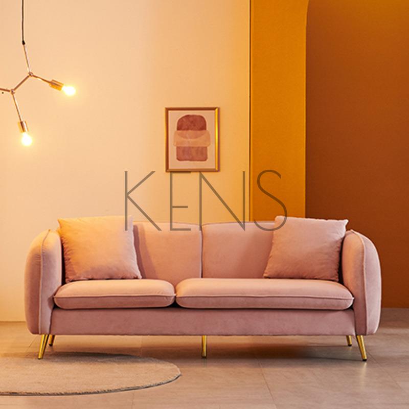 【KENS】沙發 沙發椅 北歐現代布藝沙發羊羔絨棉花糖中小戶型復古客廳簡易三人位組合