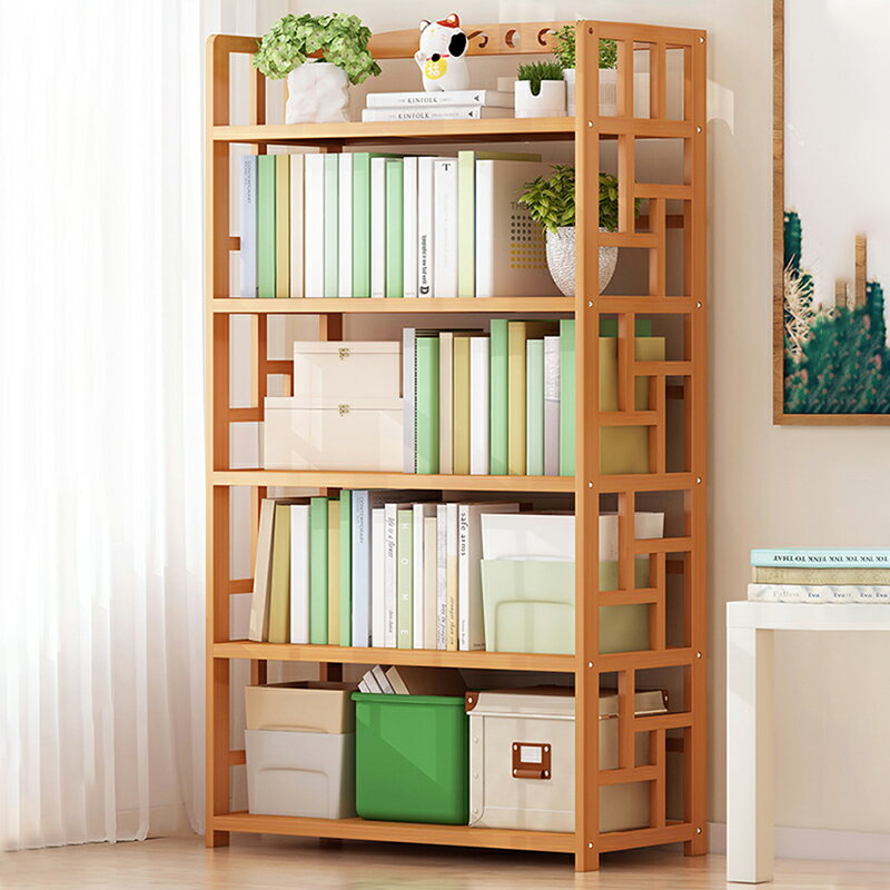 新款書架置物架落地簡易家用收納架小型實木書柜兒童桌面臥室客廳