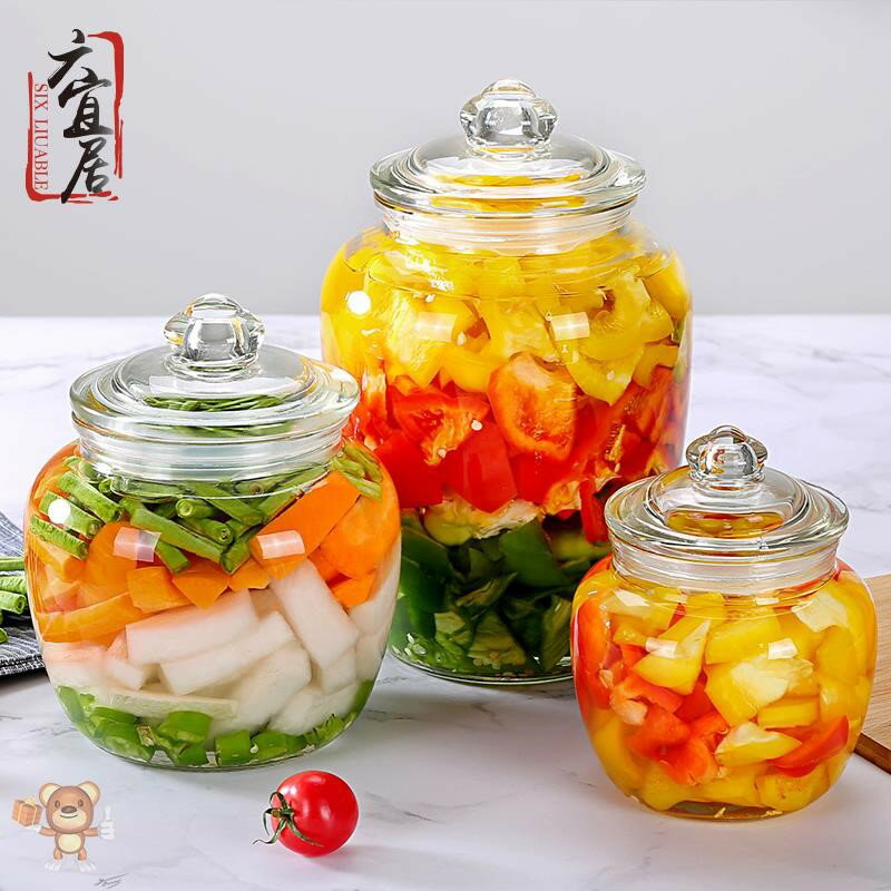 醃菜泡菜壇子加厚大號玻璃家用醃蒜頭糖蒜罐子醃鹹菜容器密封罐