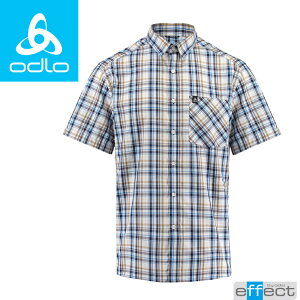 【ODLO 瑞士 男款 銀離子短袖襯衫《白/藍/鈷藍格》】592522/格紋襯衫/防紫外線/吸濕排汗