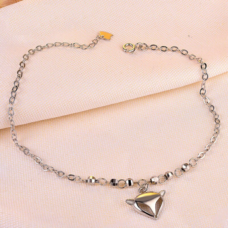 現貨+預購 925純銀腳鍊狐狸腳鏈-拋光圓珠車花鏤空女飾品73zf24【獨家進口】【米蘭精品】