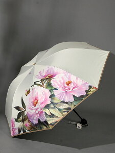 百盛洋傘女 夏季不透光雙面雙層三折疊黑膠遮陽傘印花晴雨傘兩用