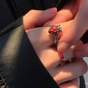 3.30小寶上新s925純銀皇冠草莓開口戒指女設計小眾輕奢高級感時尚