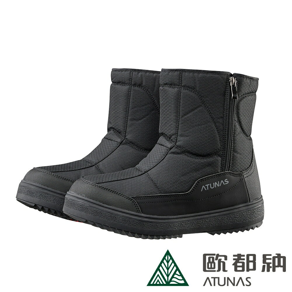 【ATUNAS 歐都納 男 雪地漫步防水中筒靴《黑》】A1GCFF17M/中筒雪靴/刷毛雪靴/保暖防水鞋