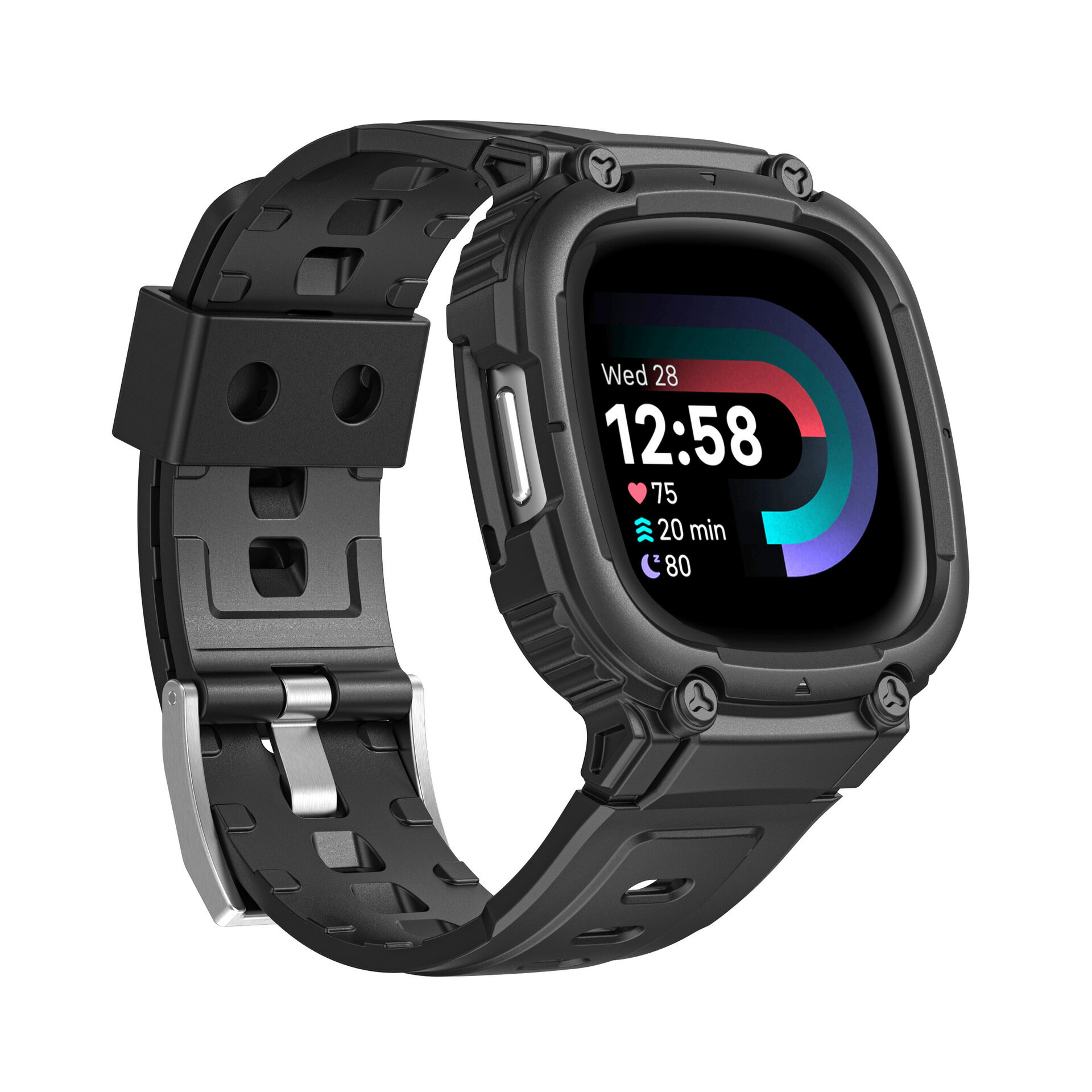 優樂悅~適用Fitbit Versa3/4手表Fitbit Sense1/2 TPU裝甲一體表帶新品