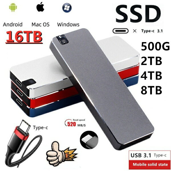 外接硬碟 USB 3.1 24816TB SSD 便攜式硬碟即插即用