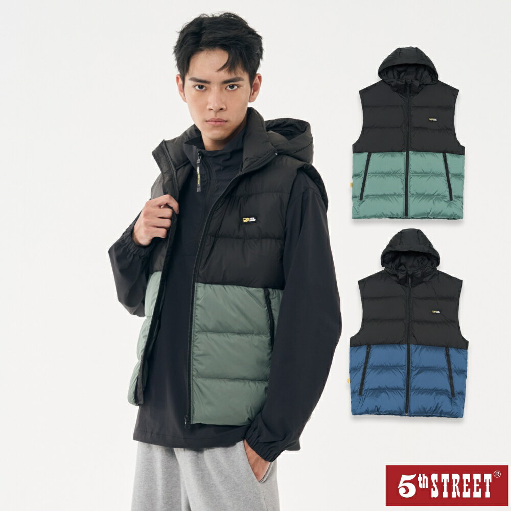 男 羽絨背心 綠色 (5A5005) 【5th STREET】【APP下單享4%回饋】